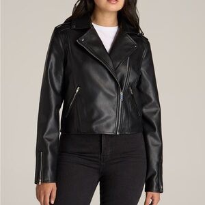 American Tall | Cropped True Touch Leather Moto Jacket